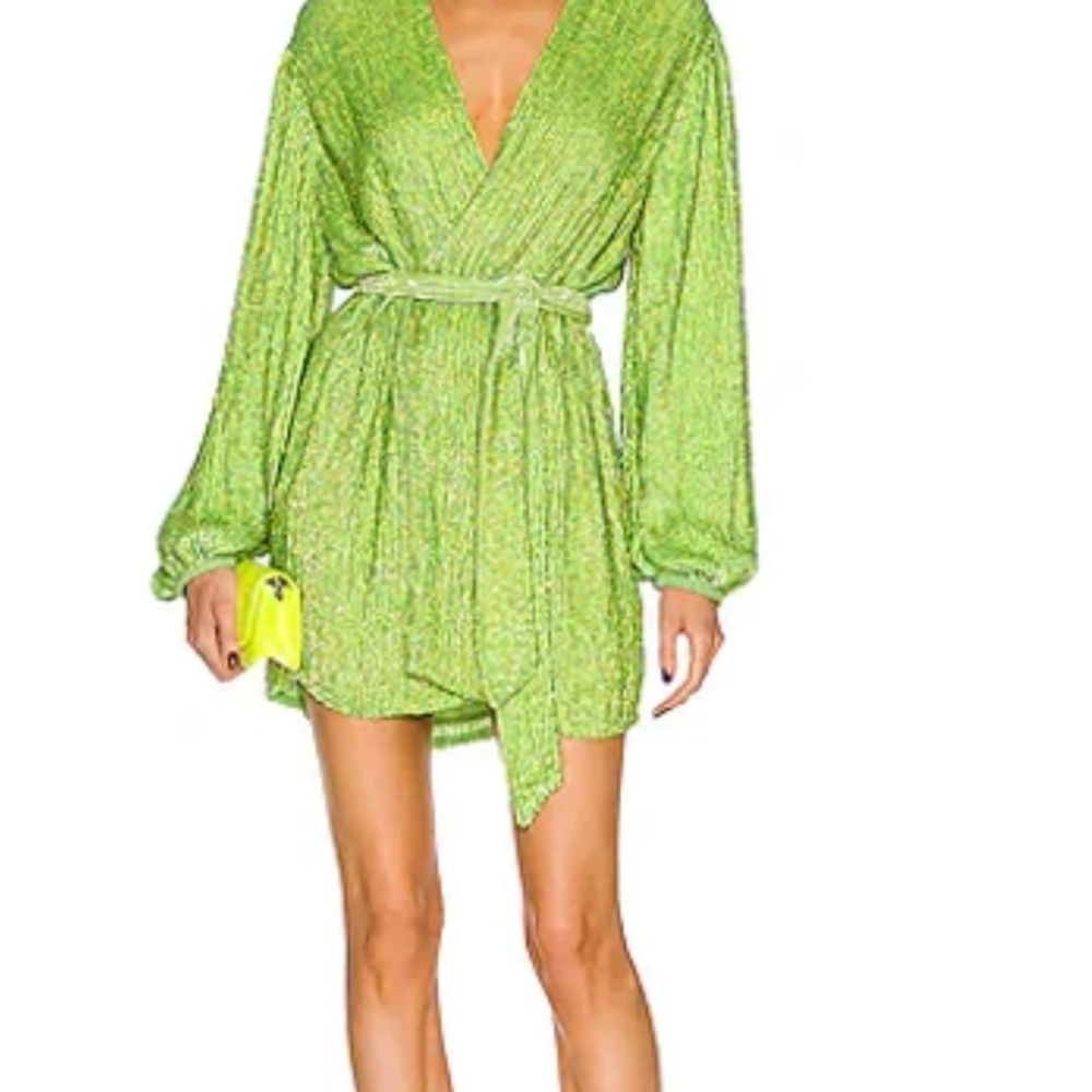 Retrofete Gabrielle Sequined Wrap Dress Green - Picture 4 of 4